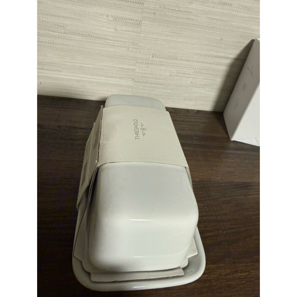 Threshold White Porcelain Covered Butter Dish - NEW - Picture 2 of 5